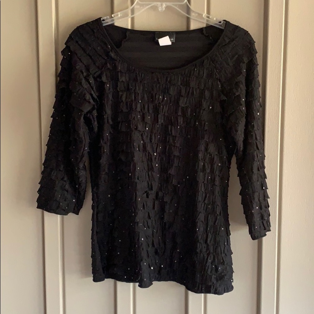 Brittany Black Sequined Blouse size Small